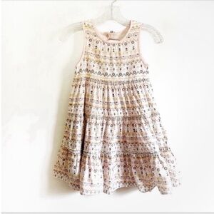 Rachel Zoe girls dress white pink geometric print tiered metallic